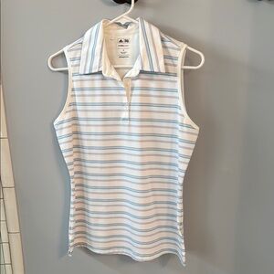 Adidas Blue and White Sleeveless Polo Tank Top